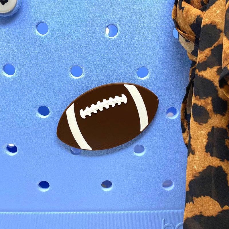 FRESHe BAGLETS - Football Charm Accessory Compatible with Bogg Bags - Decorative Football Charm Perfect for Customizing Your Tote Bag & Showing Your Team Support | Made in USA(Football) - Image 3